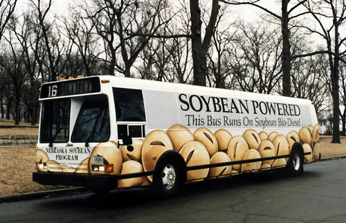 A bus in Nebraska powered by biodiesel.