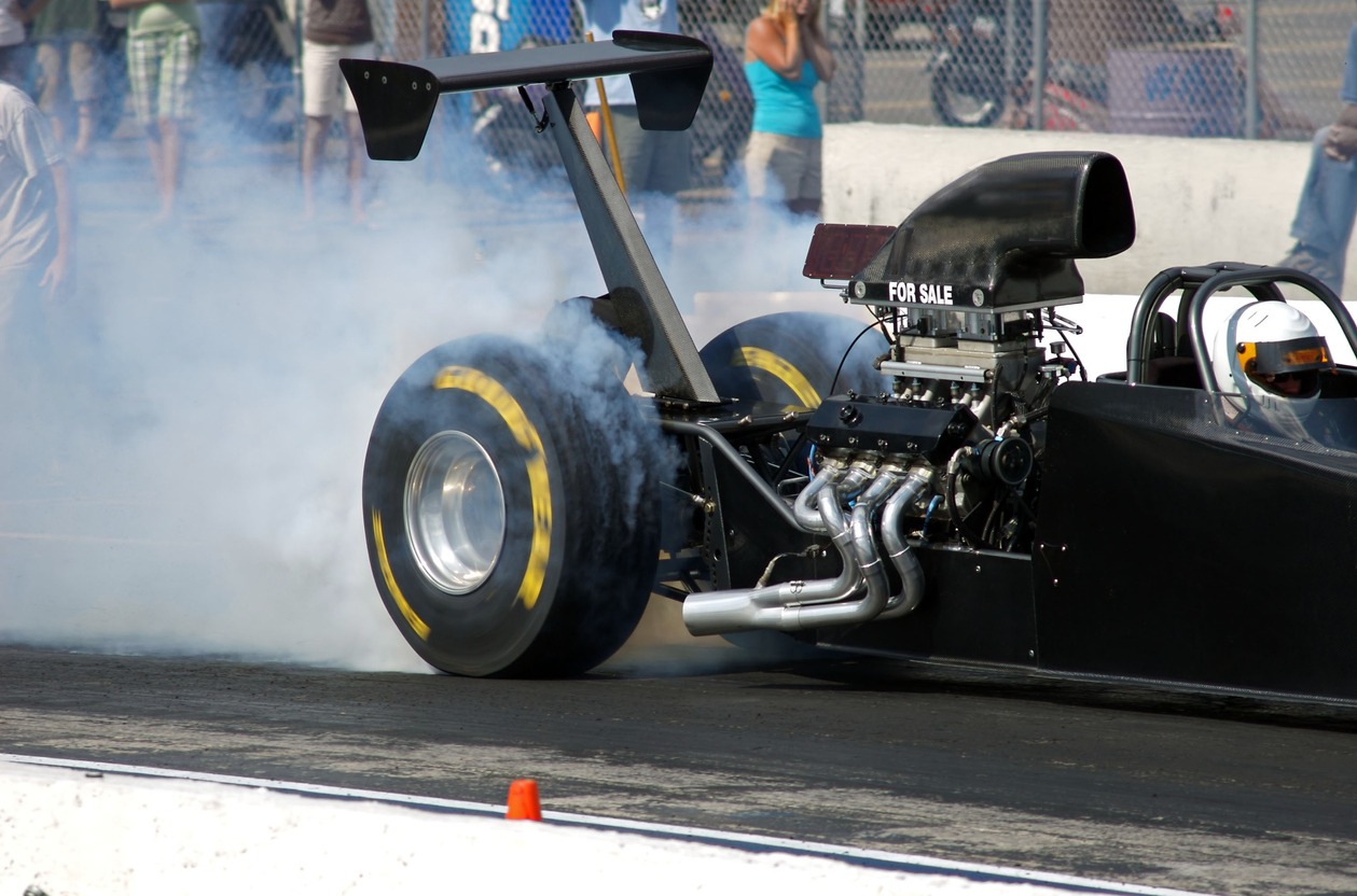 Burning rubber at the start of a drag race