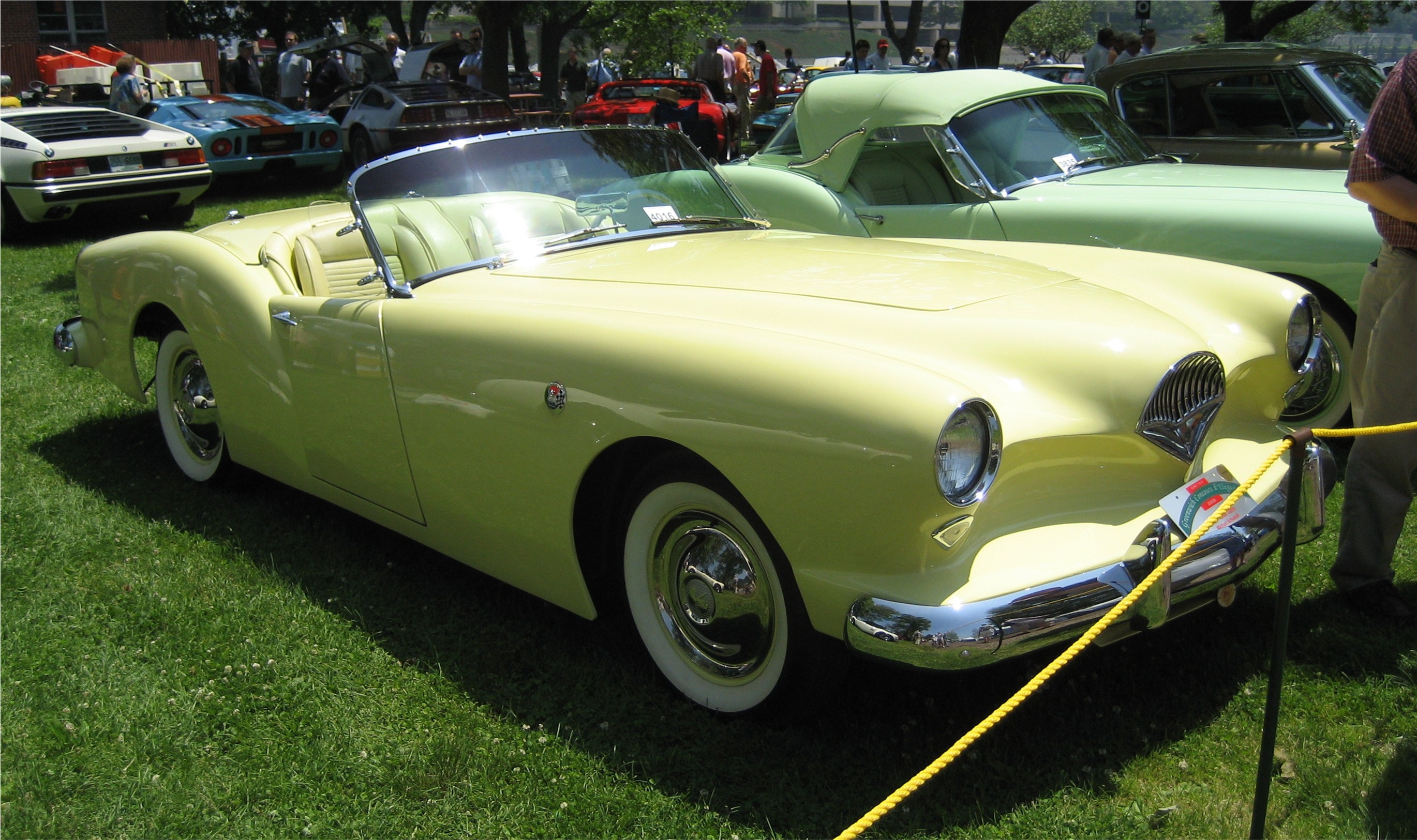 A yellow 1954 Kaiser Darrin convertible at the 2008 Greenwich Concours d'Elegance