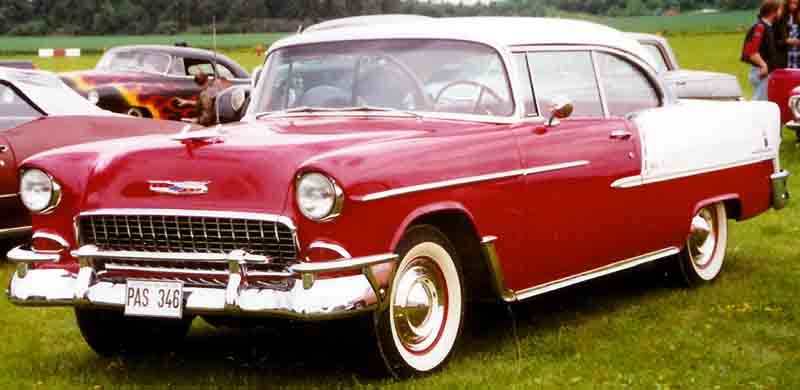  A red 1955 Chevrolet Bel Air