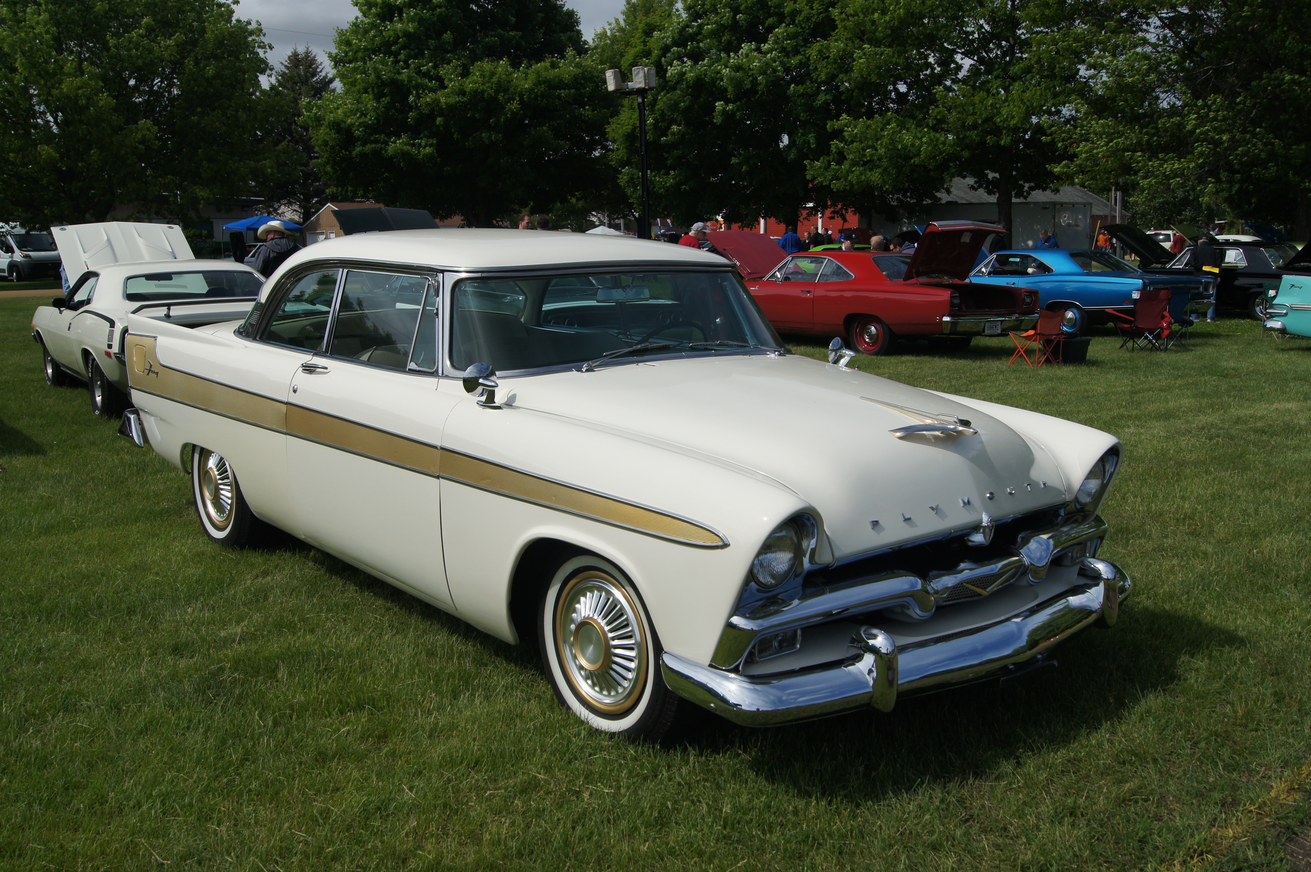  A white 1956 Chrysler Plymouth Fury