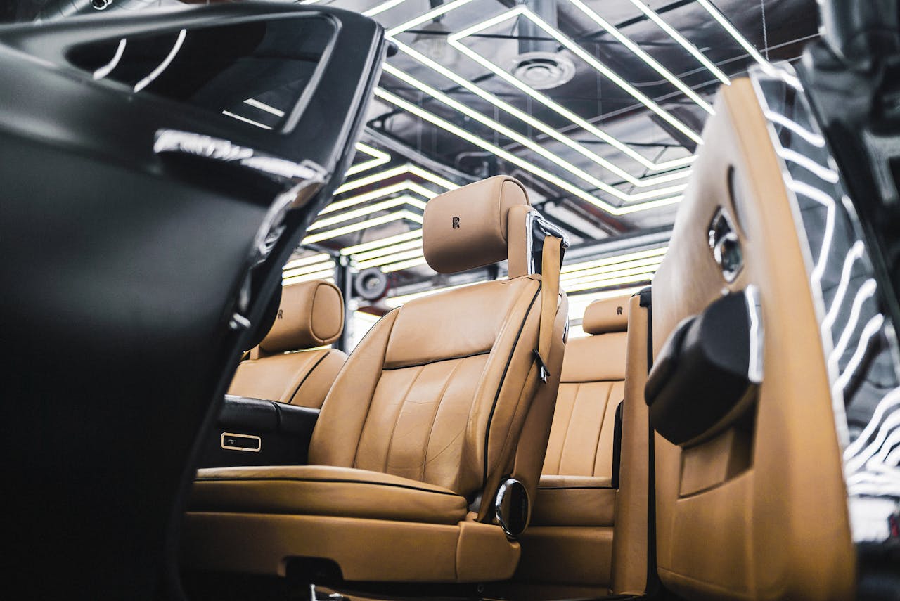 Brown Leather Rolls Royce Car Seats