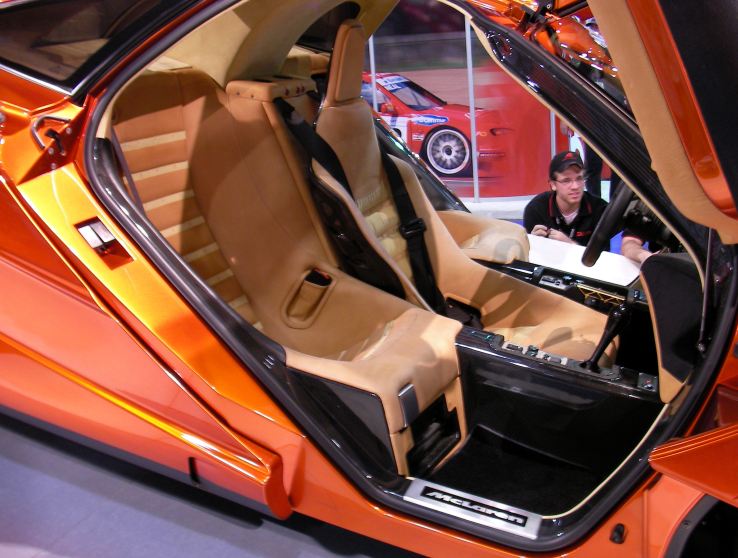 The three-seat setup inside a McLaren F1