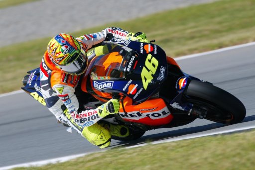 Rossi riding his Honda RC211V MotoGP bike