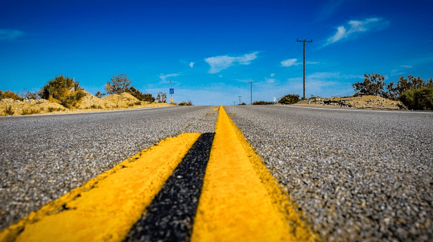 A picture of yellow markings on a road
