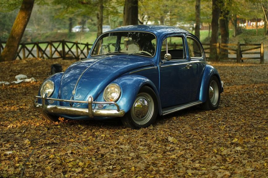 Volkswagen Beetle with a blue finish