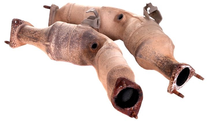 An image of used catalytic converters