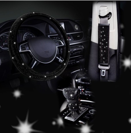 Auto Drive Black Bling Crystal Combo Kits, Set of 3