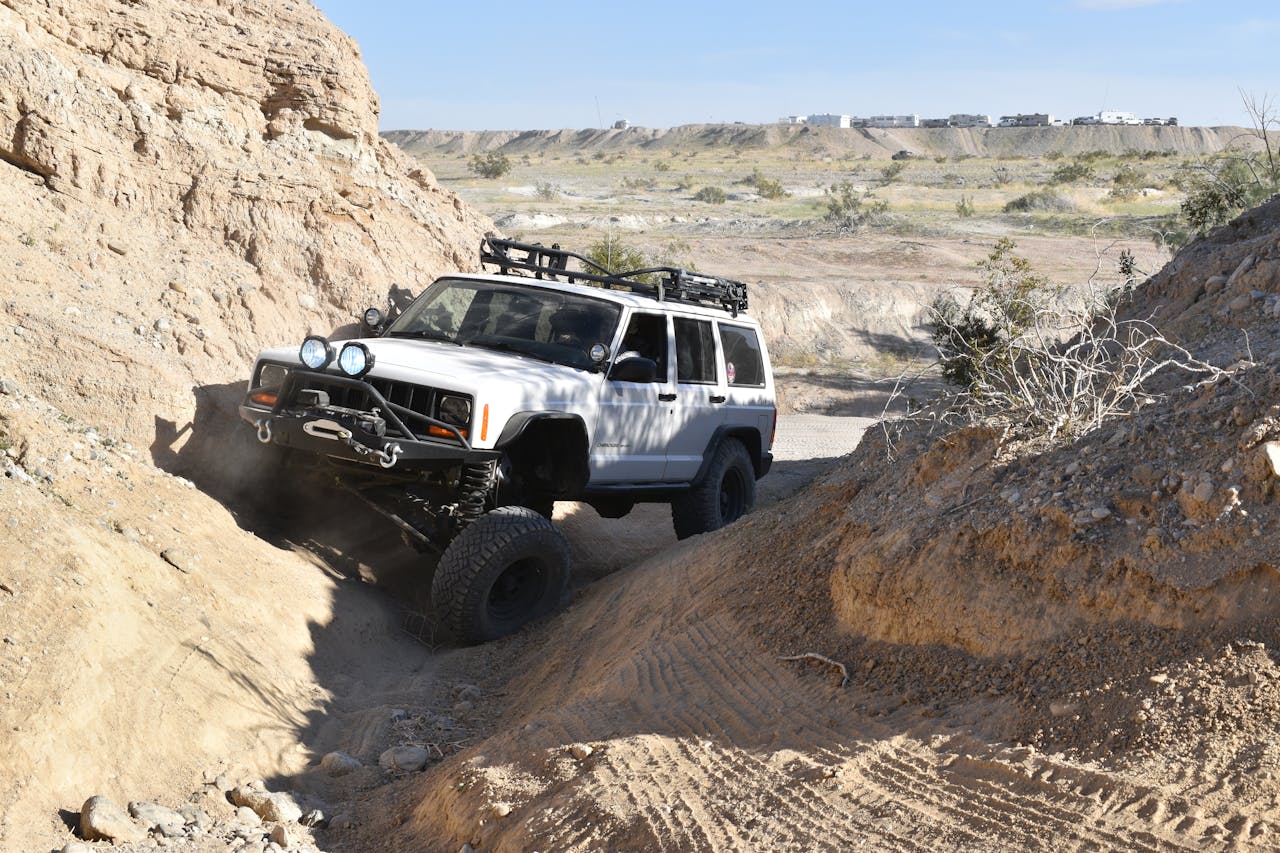 Off-Roading vehicle on rocks