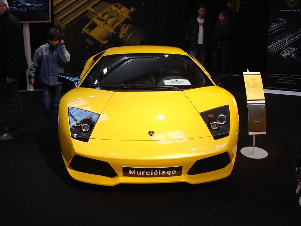 A yellow Lamborghini Murciélago