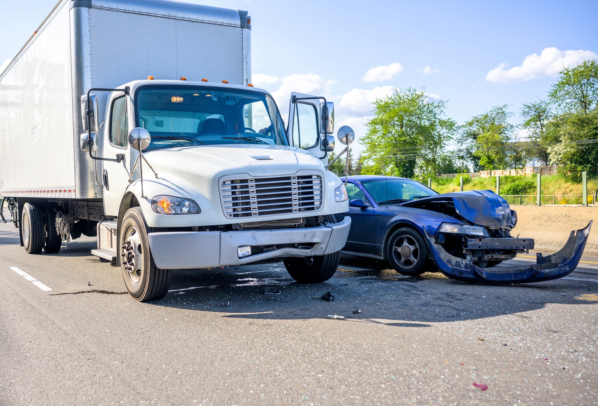 Road accident with damage to vehicles as a result of a collision