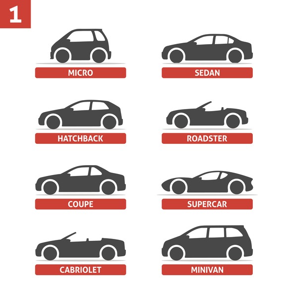 Car Type and Model Objects icons Set, automobile.