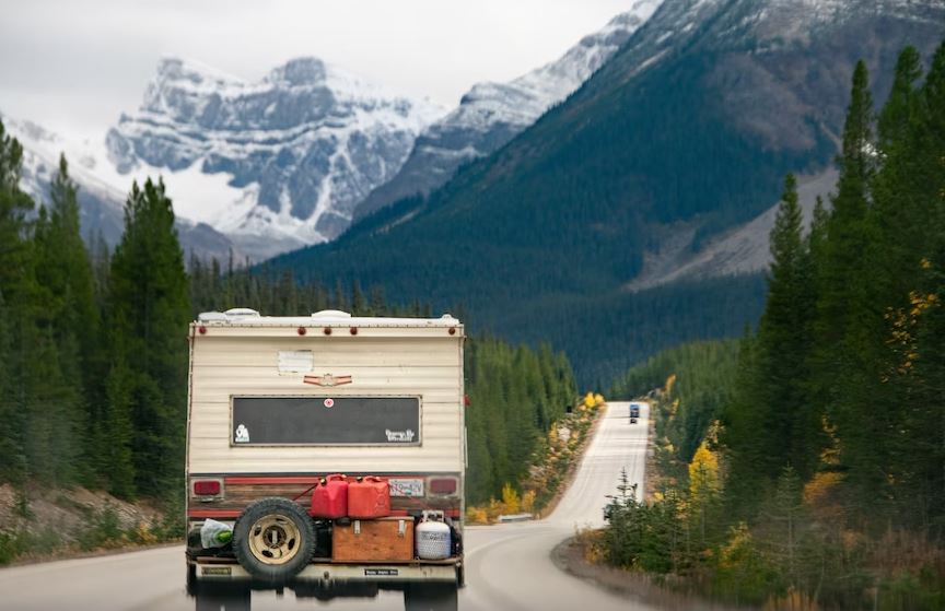 RV on the road in Canada