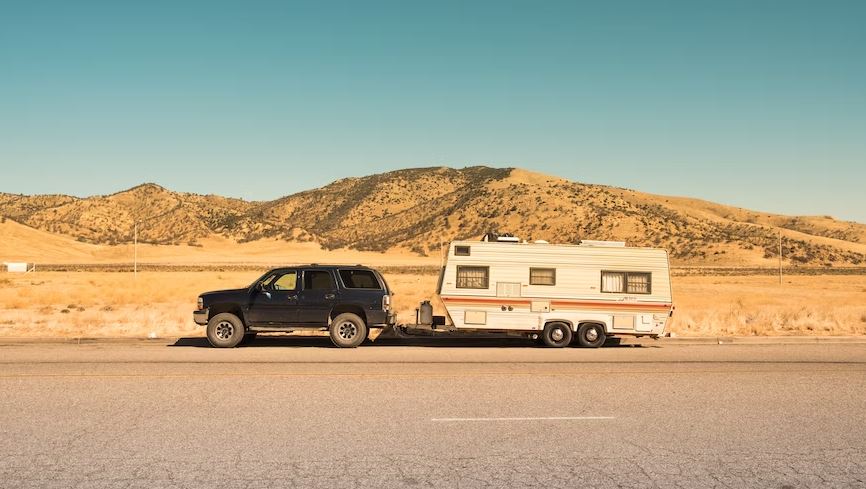 travel trailer on the road