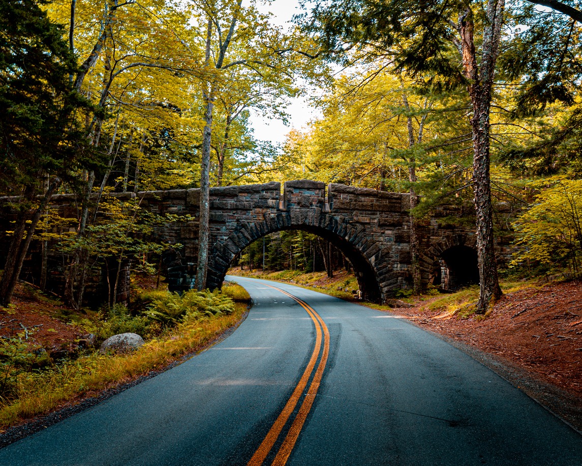 a historic bridge in Acadia National Park in Maine