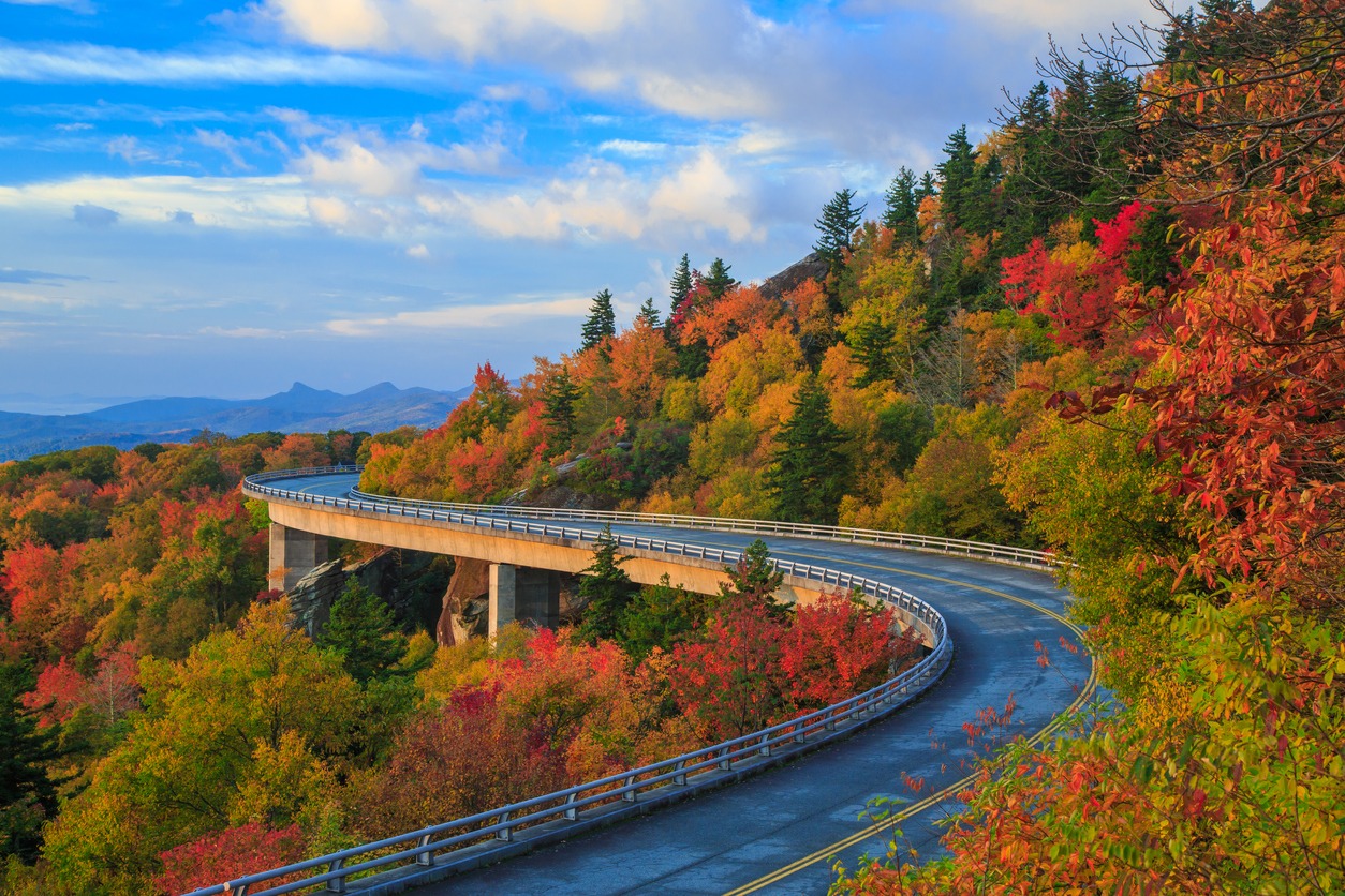 a majestic view of the Blue Ridge Parkway during fall season