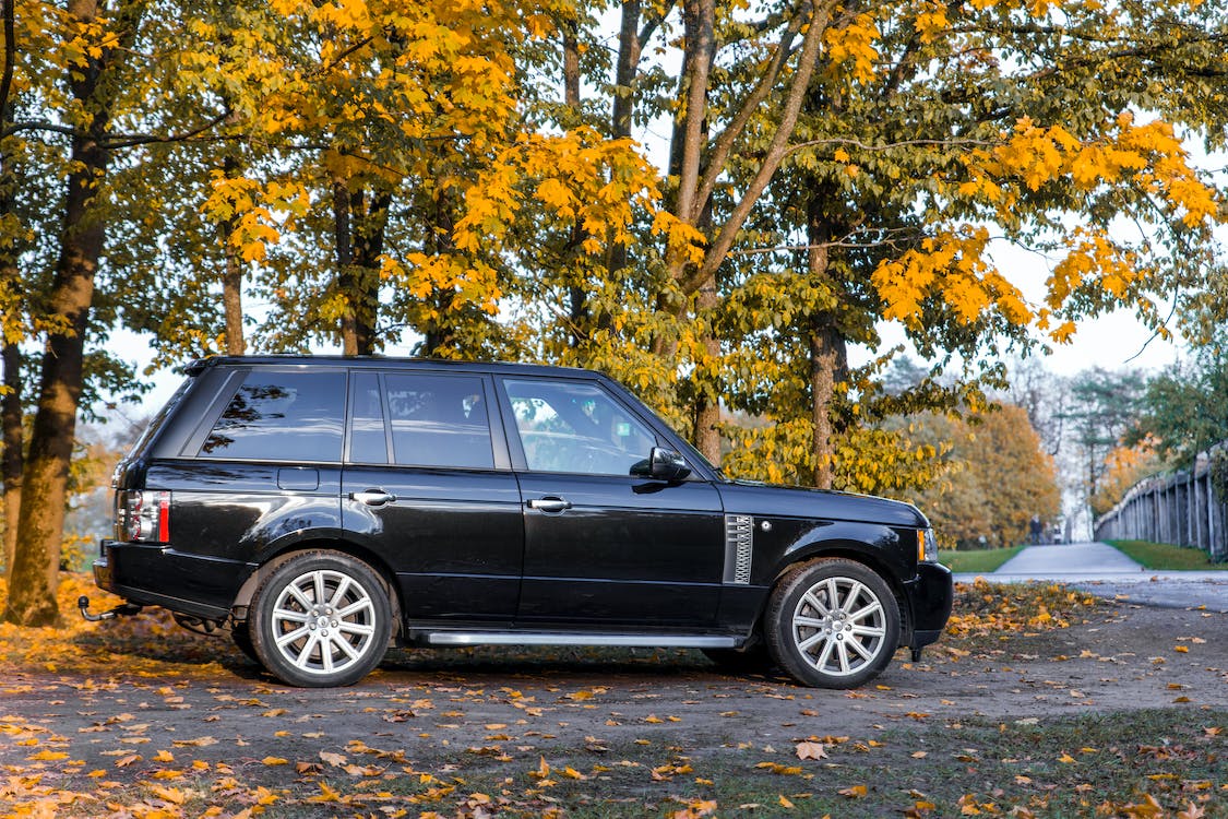 side view photography of a black Rover car