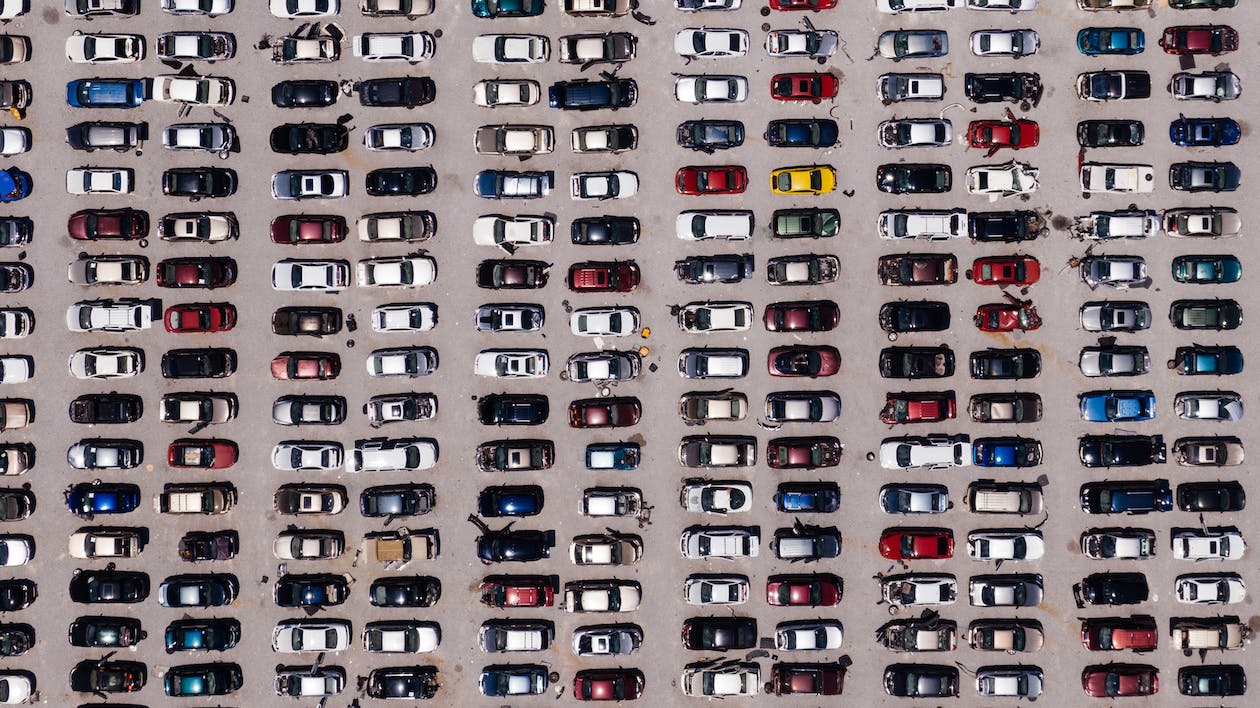 Aerial view of the parking lot