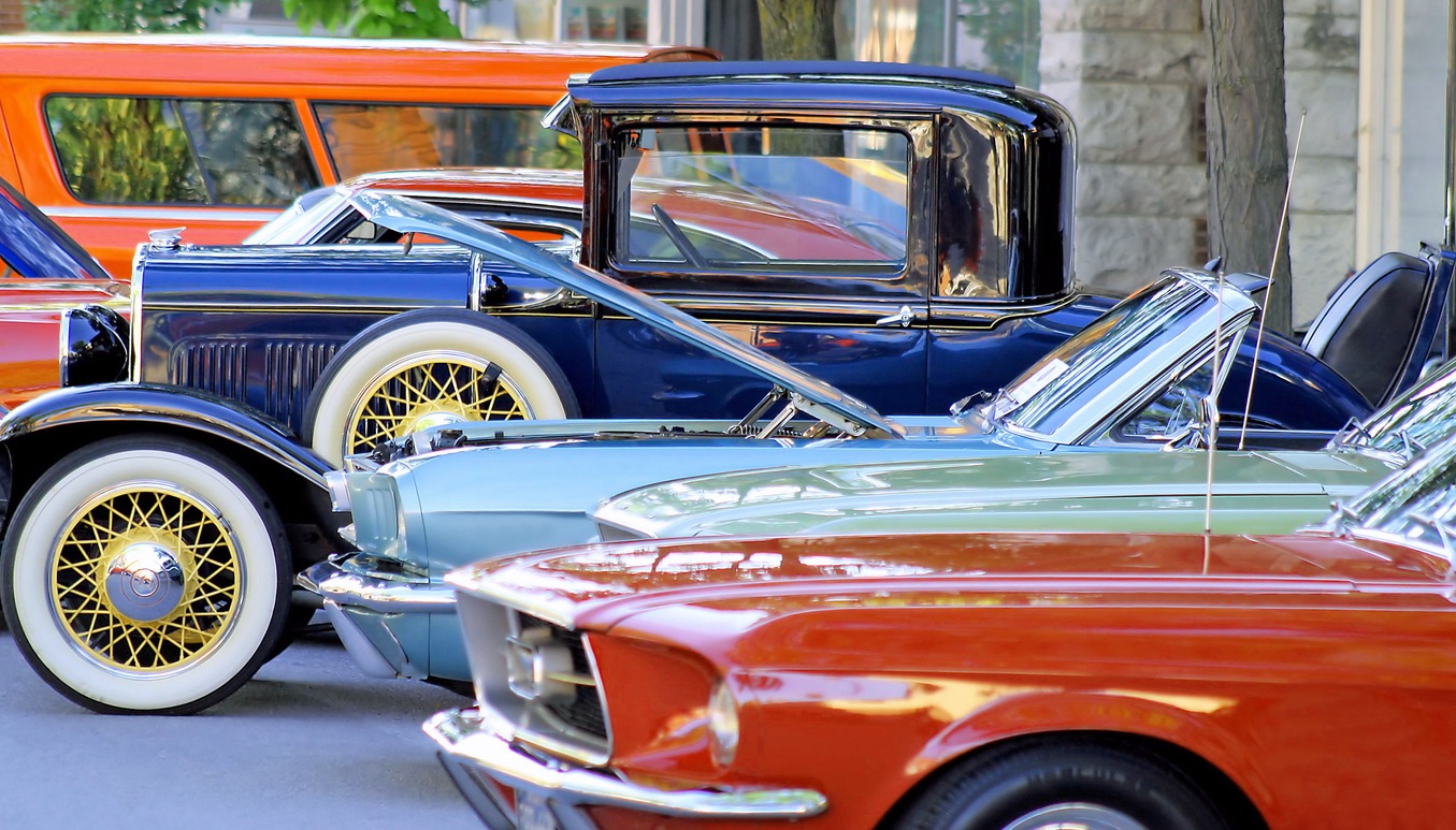 classic cars parked outside