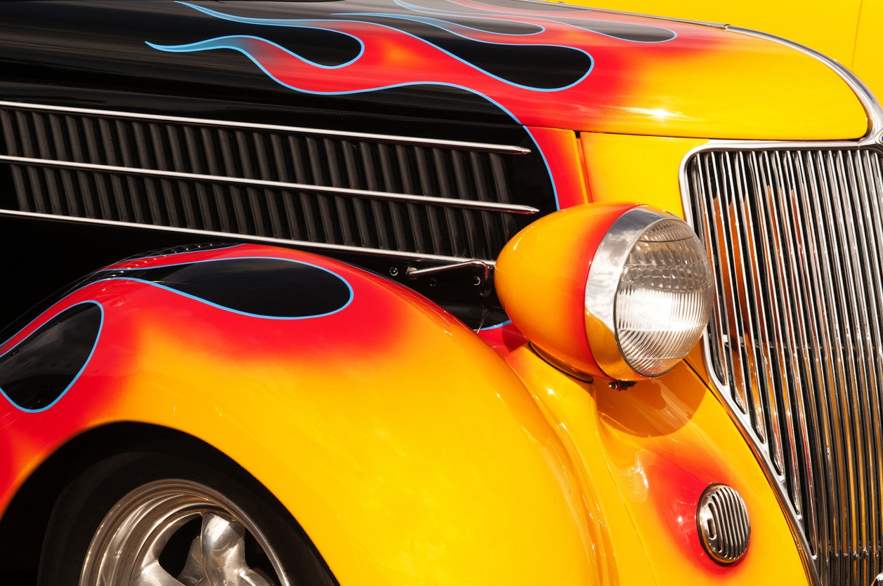 flames and chrome hot rod