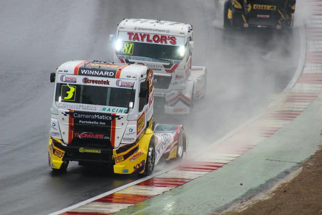 trucks racing on the track