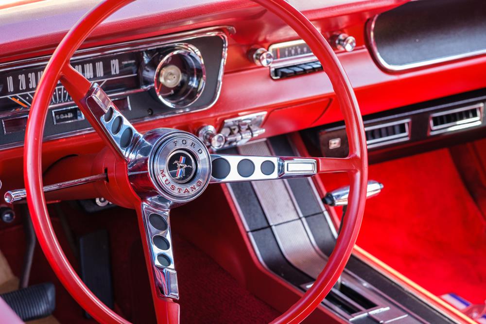Interior of a classic Ford Mustang