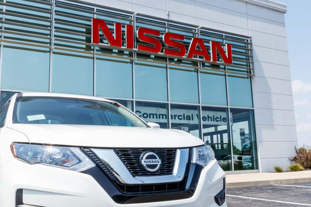 New car at a Nissan car and SUV dealership